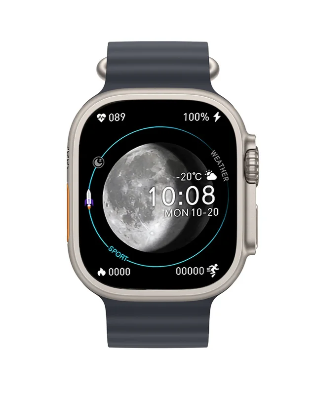 ساعت هوشمند HK8 Pro Max مشکی تیتانیوم با بند مشکی